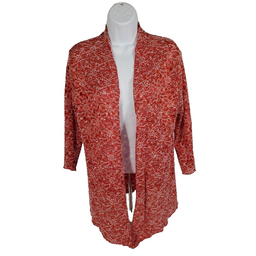 Shannon Ford New York Red Lace Cardigan Womens M Christmas New Year Valentine's